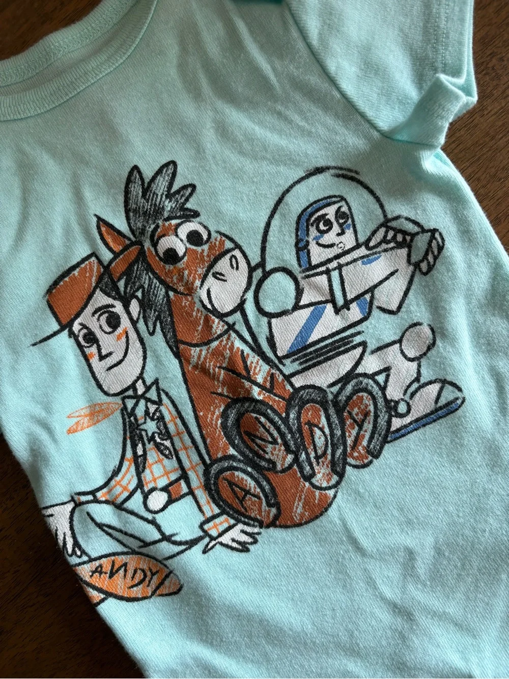 Disney Light Aqua Baby Bodysuit with Toy Story Characters